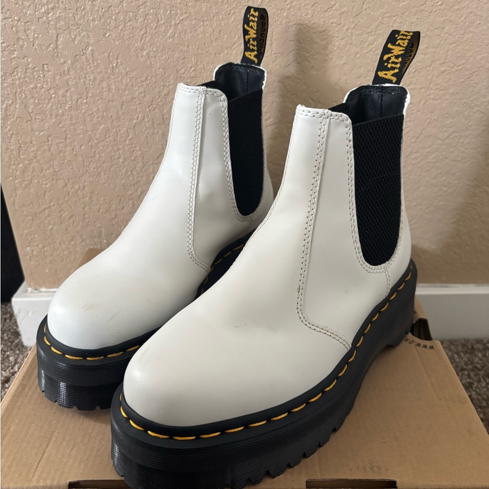 Dr. Martens White Chelsea Boots